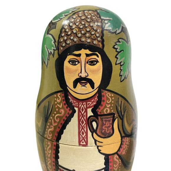 Vtg BIG 5-Pc Matryoshka Nesting Doll 1992 Signed Backakoba H Russian Painted - Picture 3 of 12